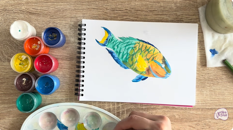 Рисуем Рыба-попугай