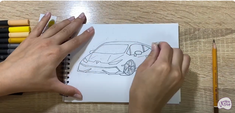 Рисуем Машина марки "Lamborghini"