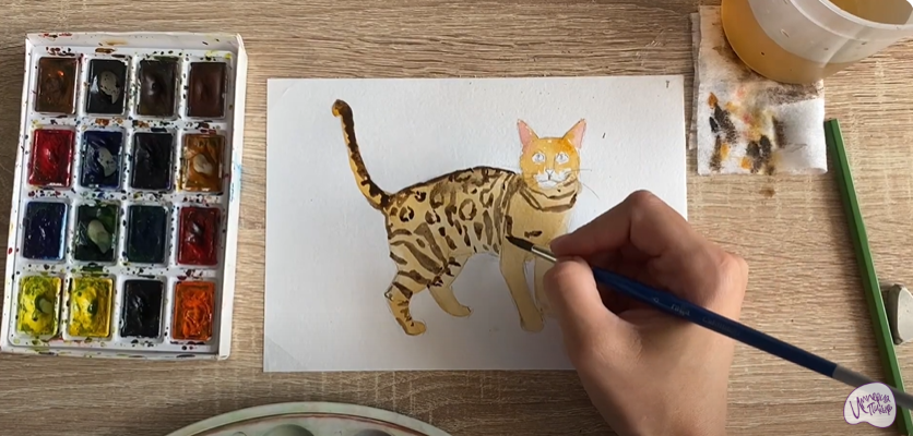 Рисуем Бенгальская кошка