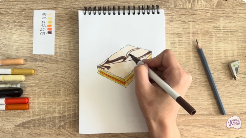 Рисуем Пирожное "Александровская полоска"