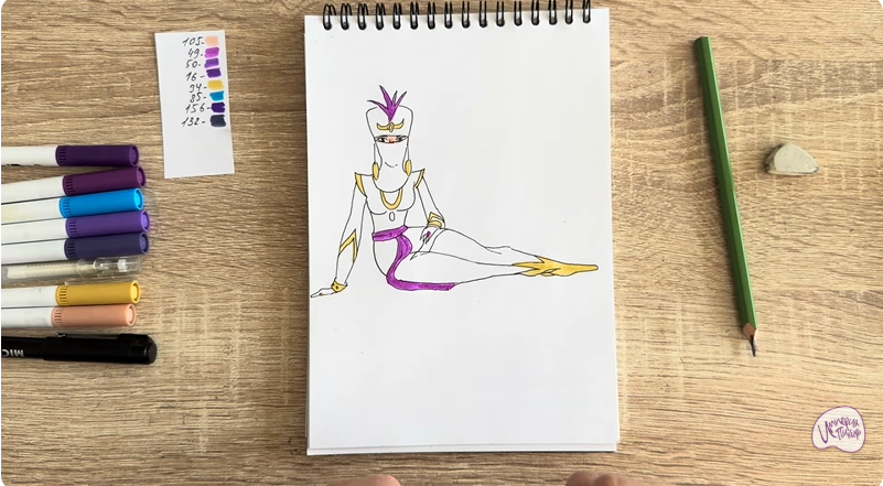 Рисуем Шамаханская Царица из "Три богатыря"