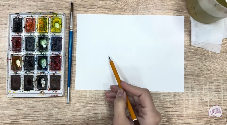 Рисуем Пеллиония в горшке