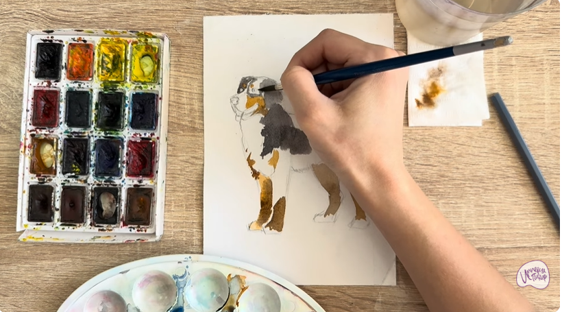 Рисуем Собака породы Бернский зенненхунд