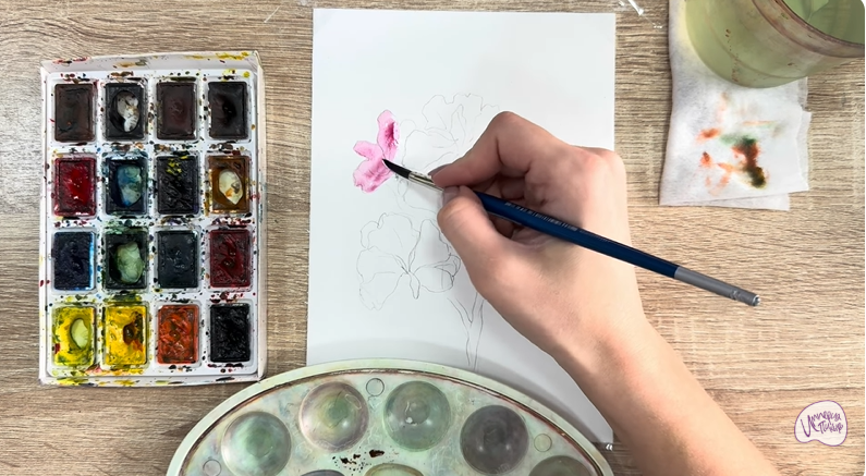 Рисуем Ветка рододендрона