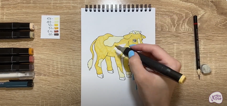 Рисуем Мультяшный телёнок