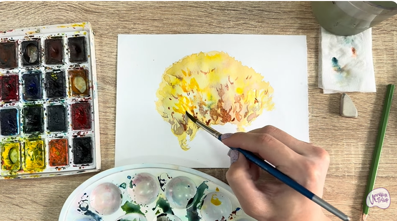 Рисуем Рамария жёлтая