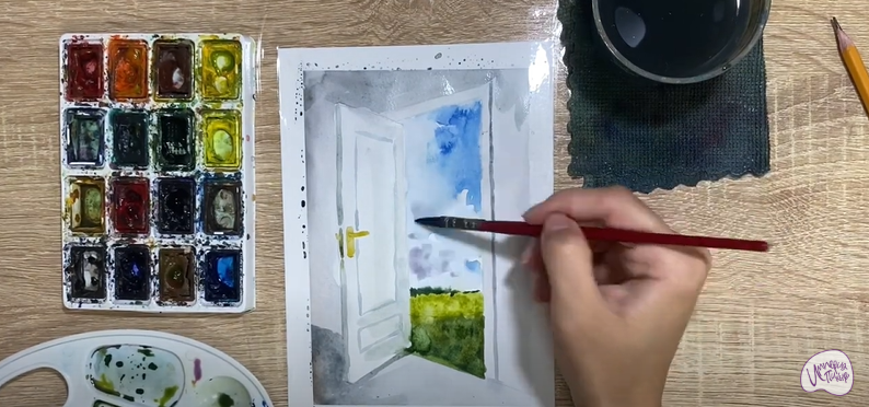 Рисуем Открытая дверь