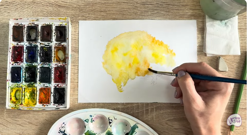 Рисуем Рамария жёлтая