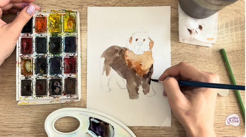 Рисуем Собака породы Ньюфаундленд