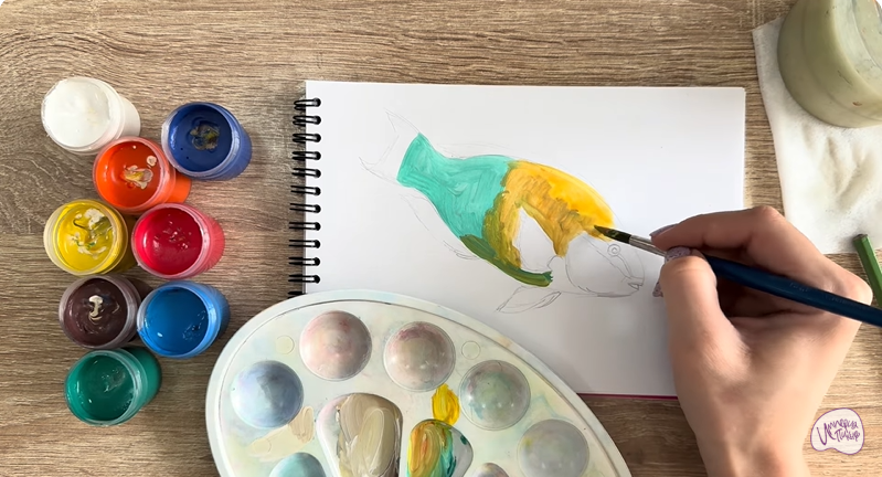 Рисуем Рыба-попугай