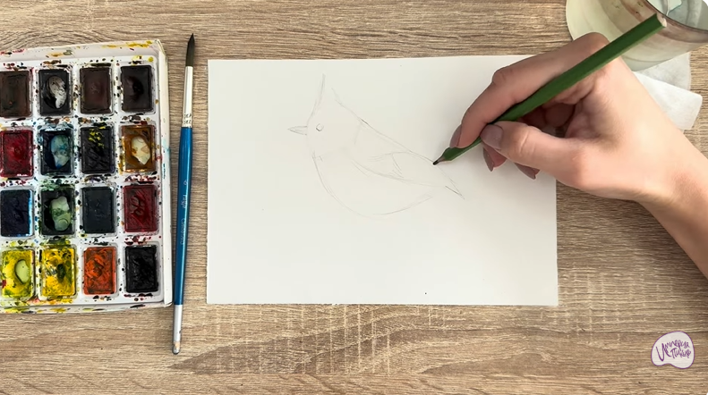 Рисуем Хохлатая синица