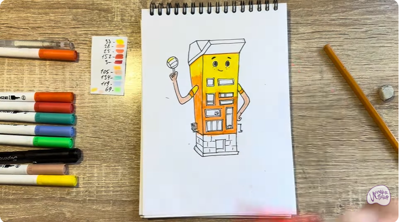Рисуем Петя из мультфильма  "Домики"