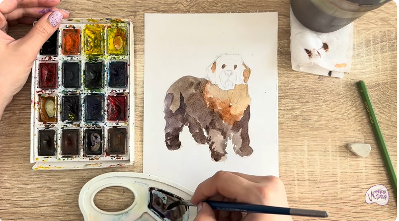 Рисуем Собака породы Ньюфаундленд