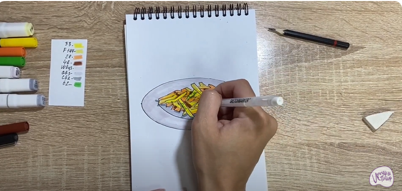 Рисуем Жаренная картошка