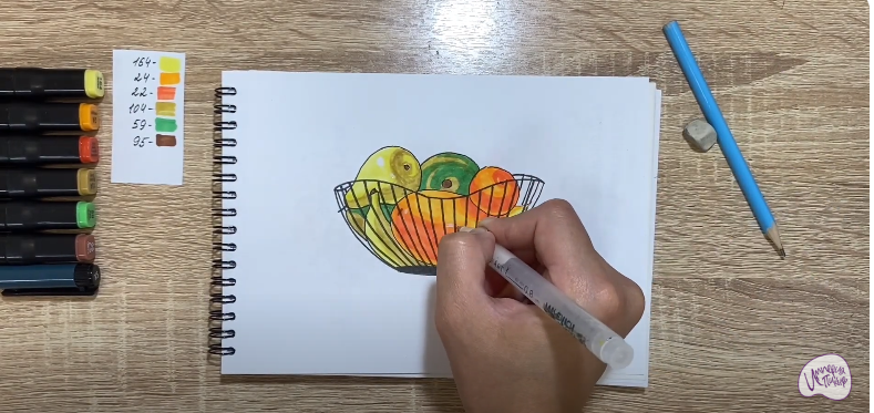 Рисуем Ваза с фруктами