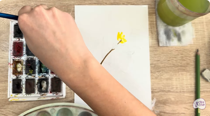 Рисуем Ветка караганы