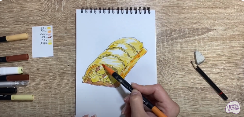 Рисуем Яблочный штрудель