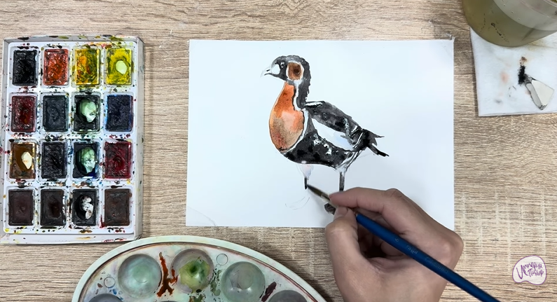 Рисуем Краснозобая казарка