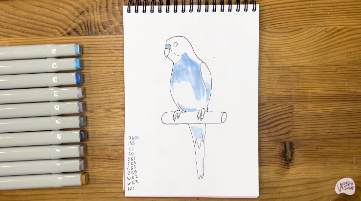 Рисуем Волнистый попугай