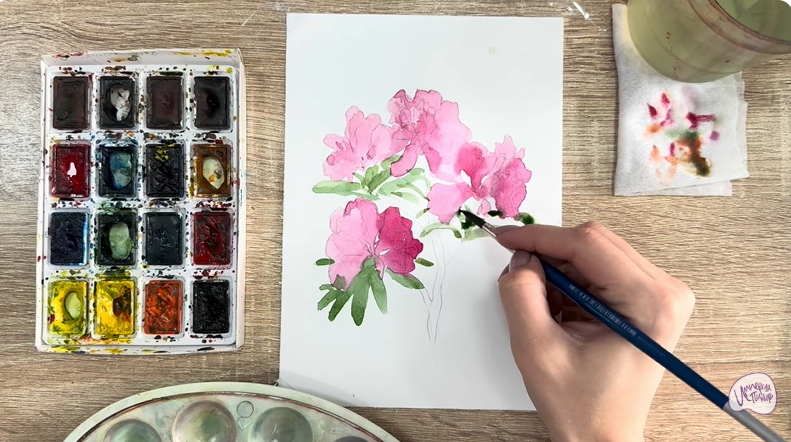 Рисуем Ветка рододендрона