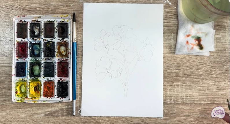 Рисуем Ветка рододендрона