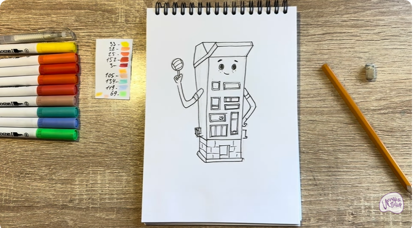 Рисуем Петя из мультфильма  "Домики"