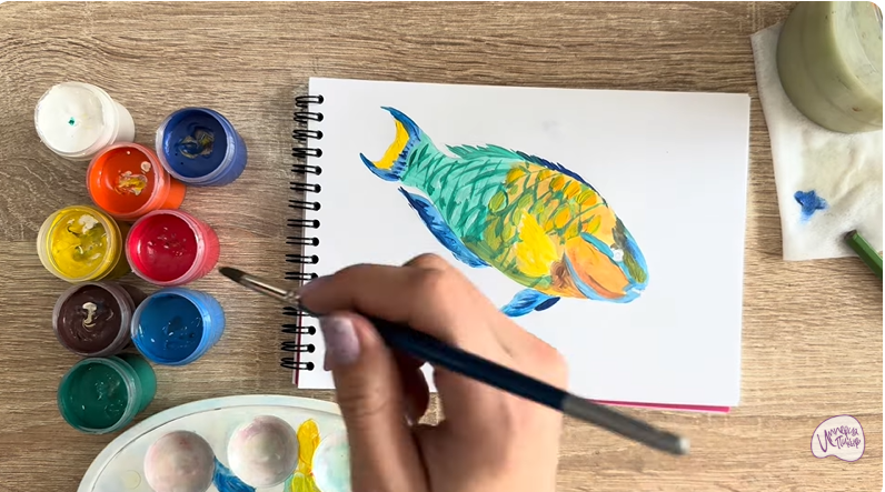 Рисуем Рыба-попугай