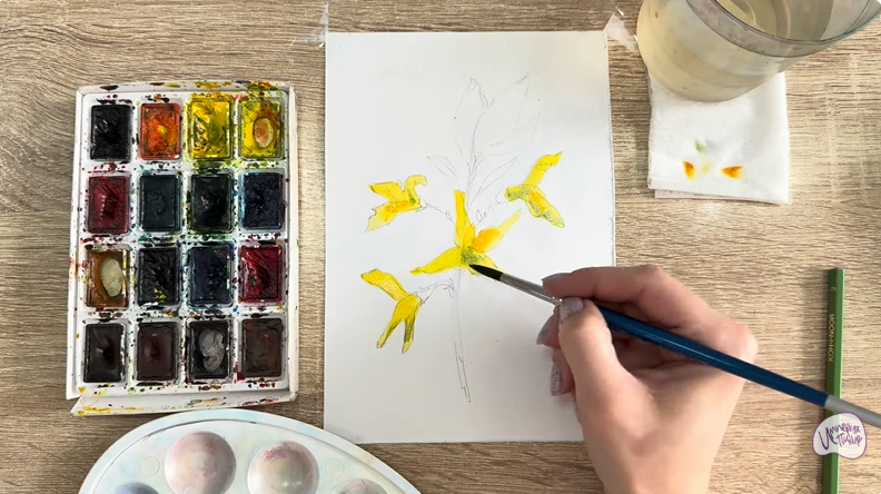 Рисуем Форзиция