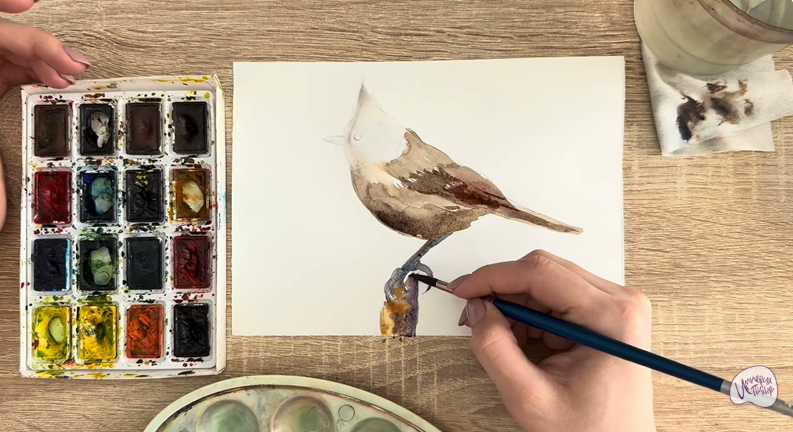 Рисуем Хохлатая синица