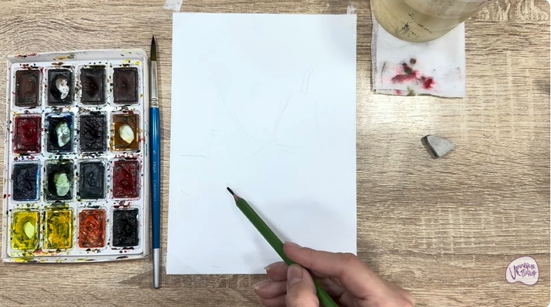 Рисуем Водяной орех