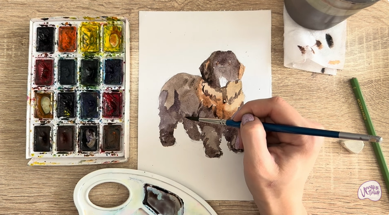 Рисуем Собака породы Ньюфаундленд