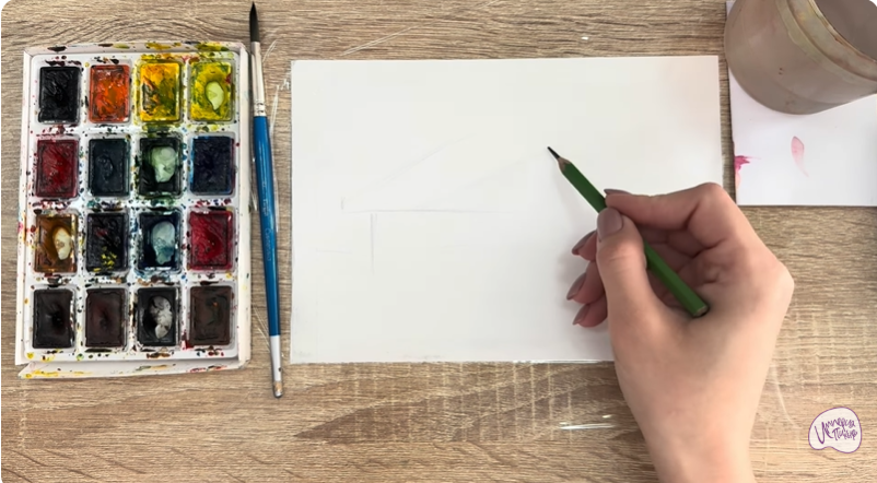 Рисуем Зимняя баня