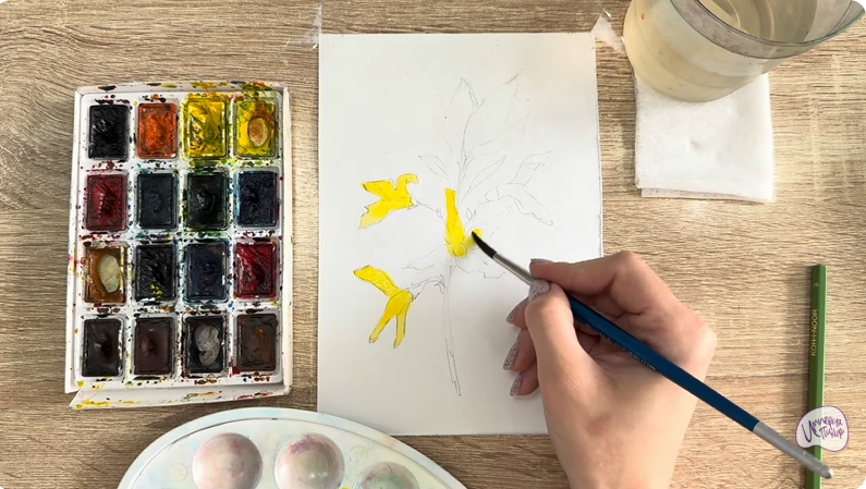 Рисуем Форзиция