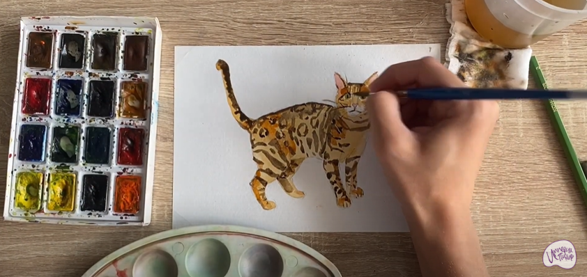 Рисуем Бенгальская кошка