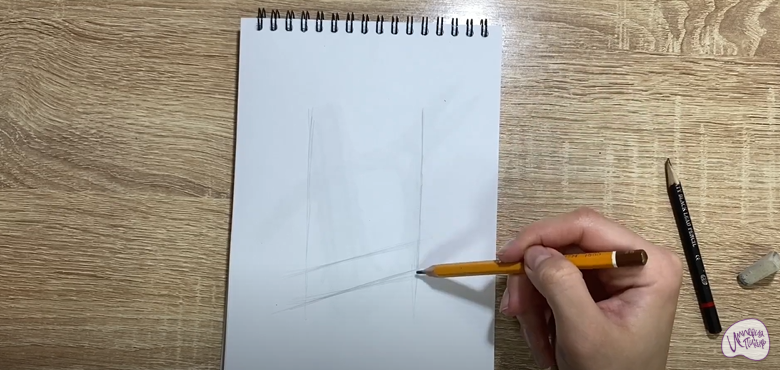 Рисуем Деревянный стеллаж