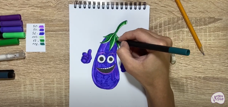 Рисуем Мультяшный баклажан
