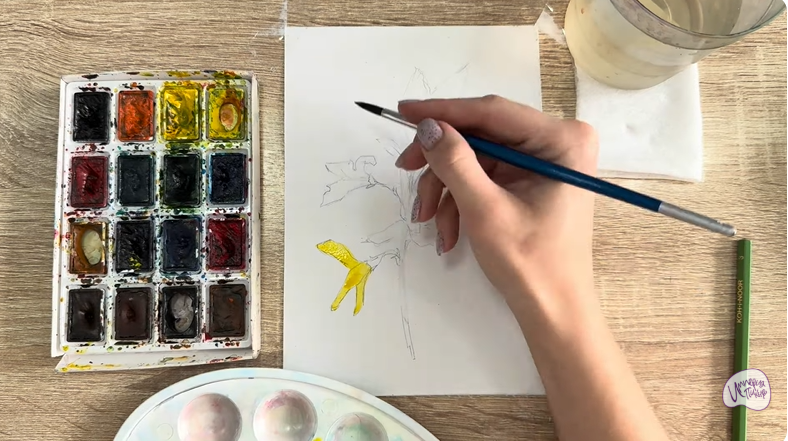 Рисуем Форзиция