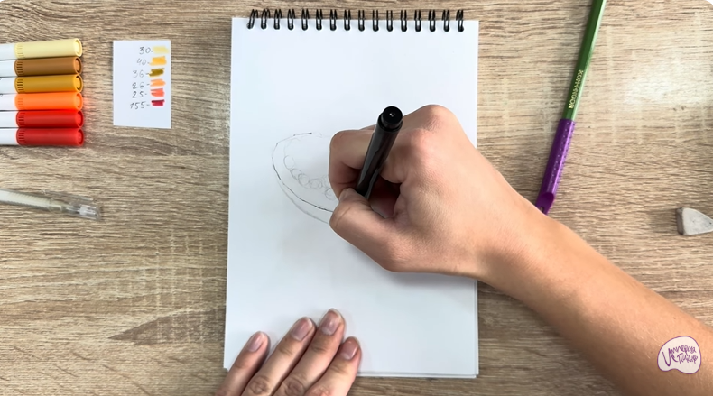 Рисуем Бутерброд с красной икрой