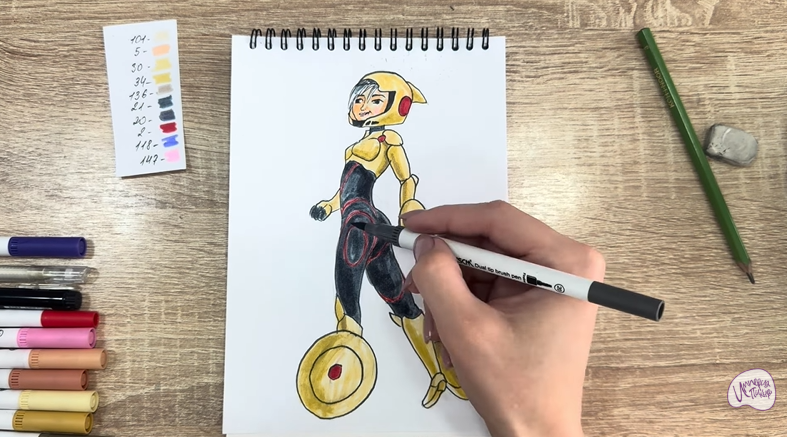 Рисуем ГоГо Томаго из "Город героев"