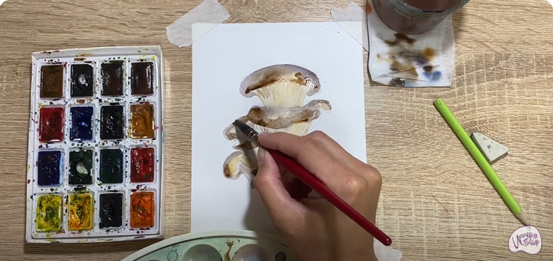Рисуем Грифола курчавая