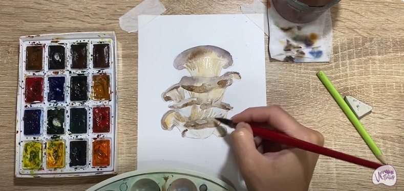 Рисуем Грифола курчавая