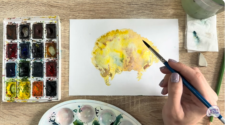 Рисуем Рамария жёлтая