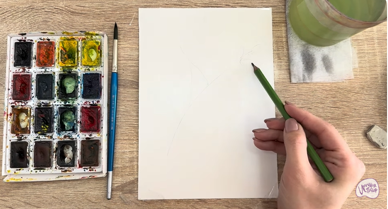 Рисуем Ветка караганы