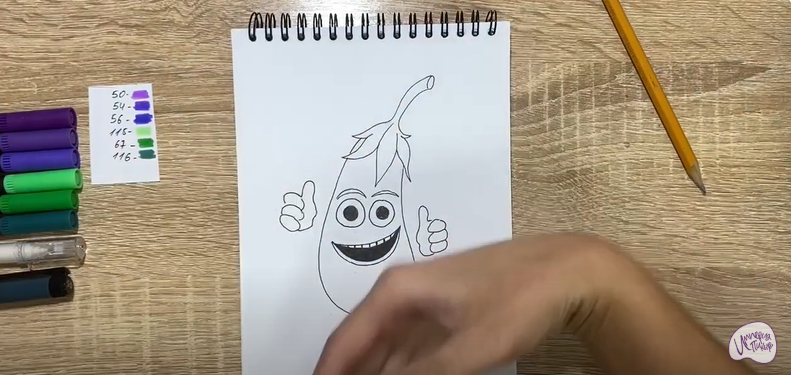 Рисуем Мультяшный баклажан