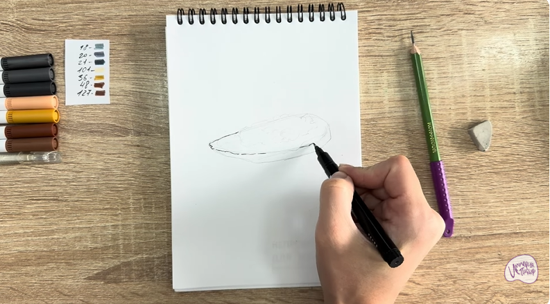 Рисуем Бутерброд с черной икрой