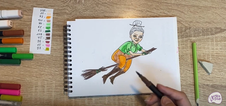 Рисуем Баба Яга из "Царевны"