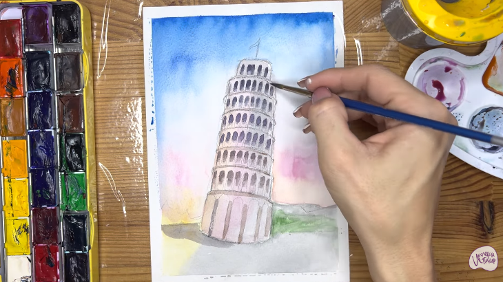 Рисуем Пизанская башня