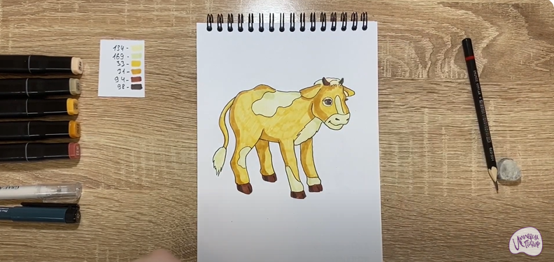 Рисуем Мультяшный телёнок