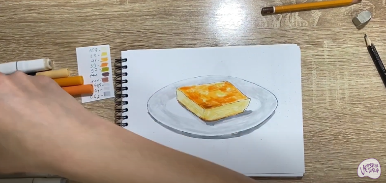 Рисуем Запеканка с изюмом