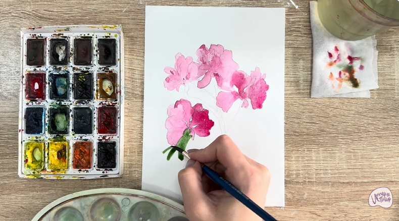 Рисуем Ветка рододендрона